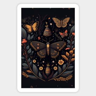 Cottagecore Art with Moths and Butterflies Sticker